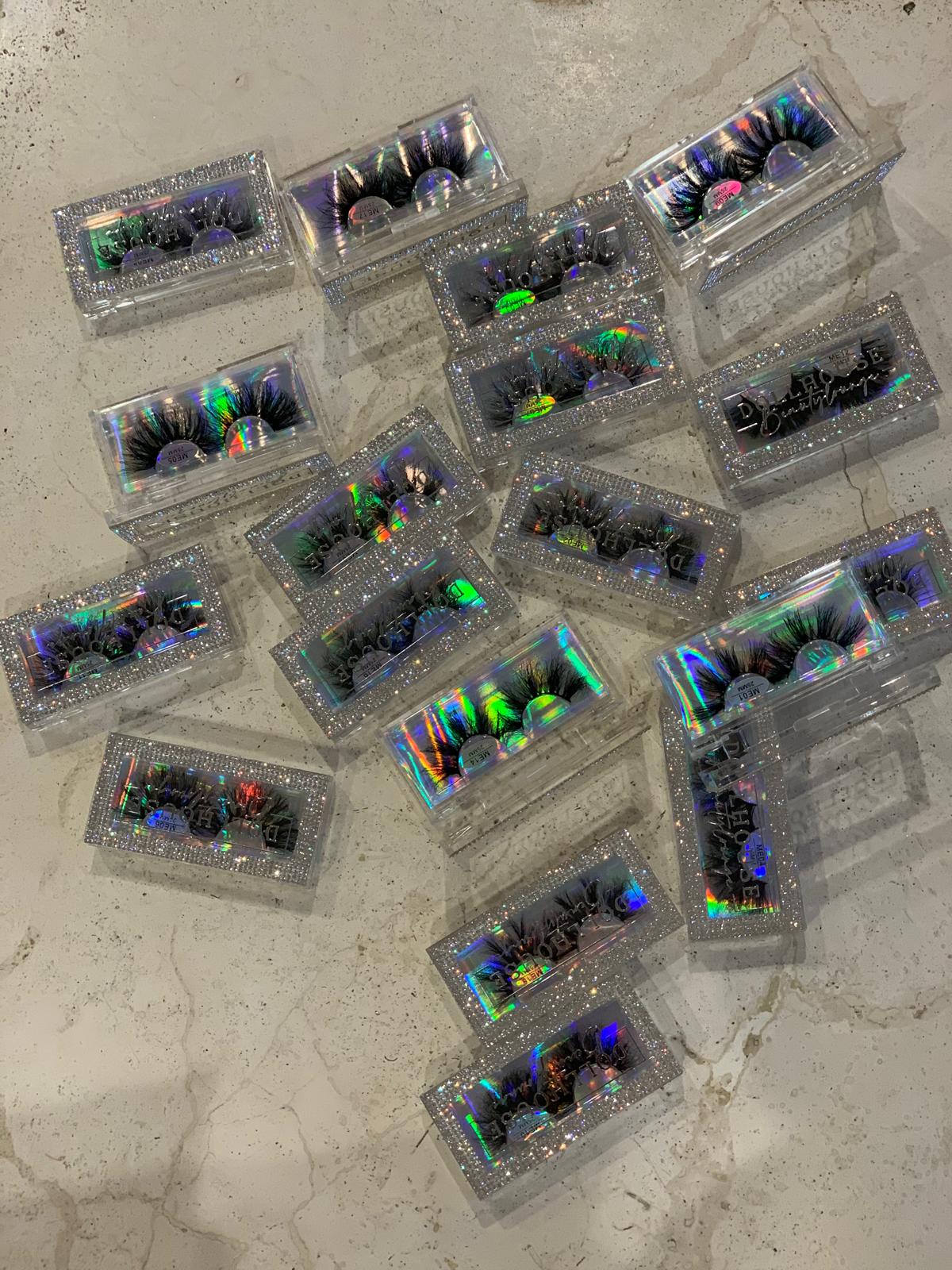 Dollhouse Beauty Lounge false lashes in sparkly silver cases